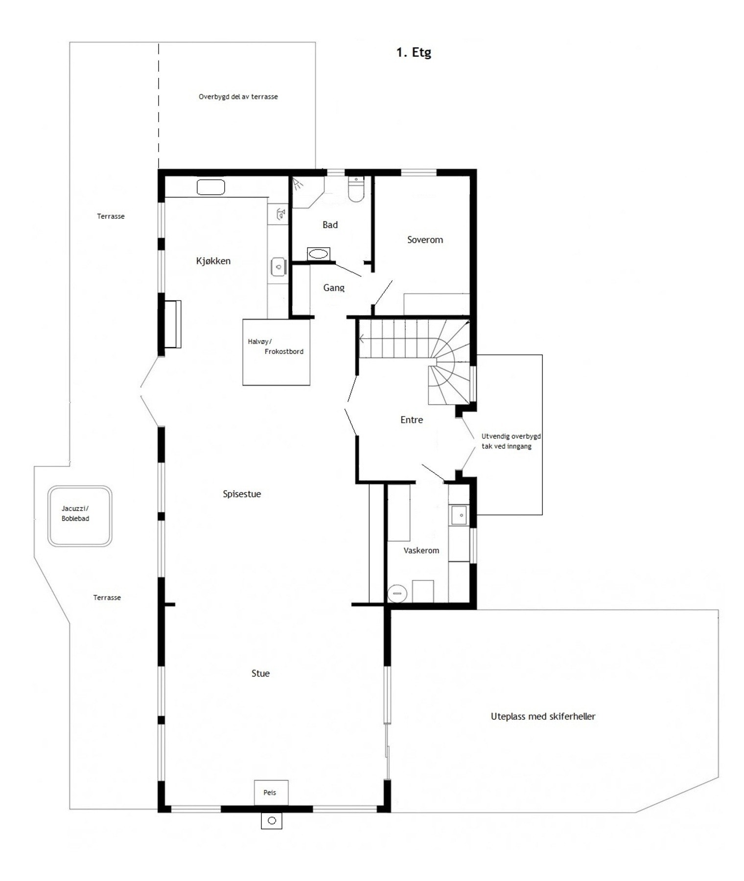 Nå skal vi inn, men først planskisse så du får orientert deg litt før du ser videre. Galleribilde