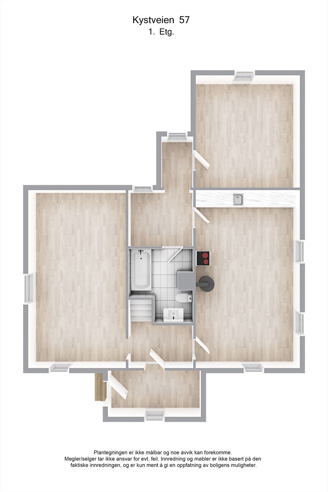 Planskisse 3D - 1.etasje. Galleribilde