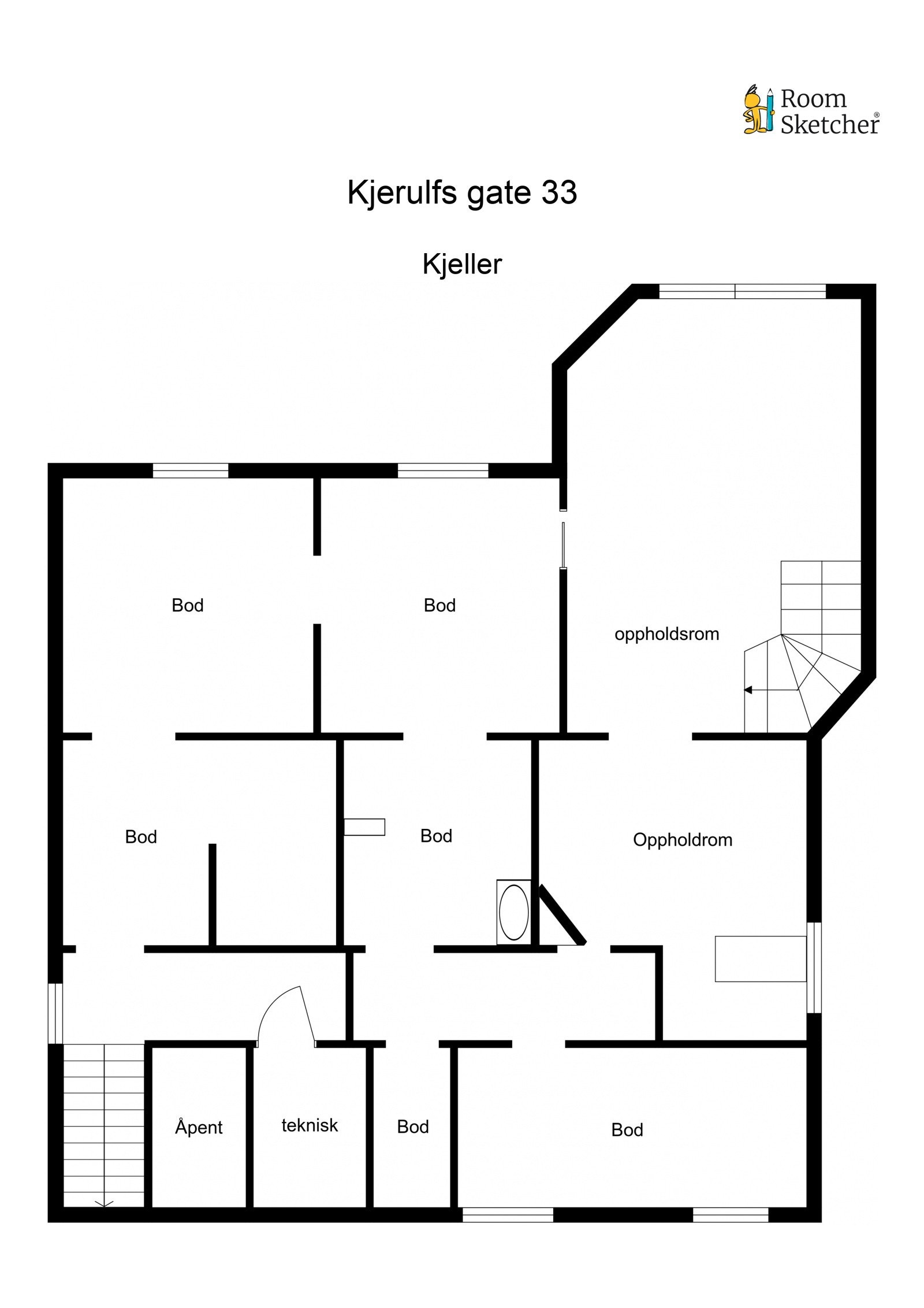 Plantegning kjeller. Galleribilde