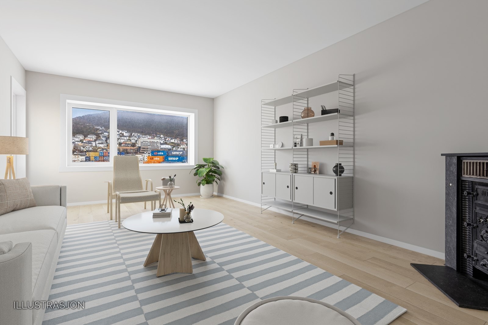 Lys og innbydende stue. ( Digitalt innredet) Galleribilde