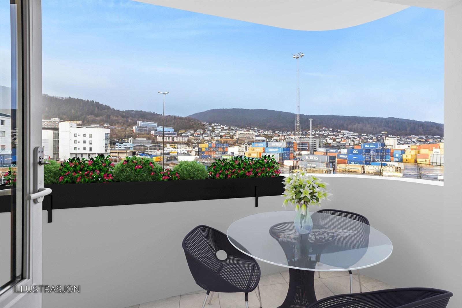 Balkong med utsikt ( Digitalt innredet) Galleribilde