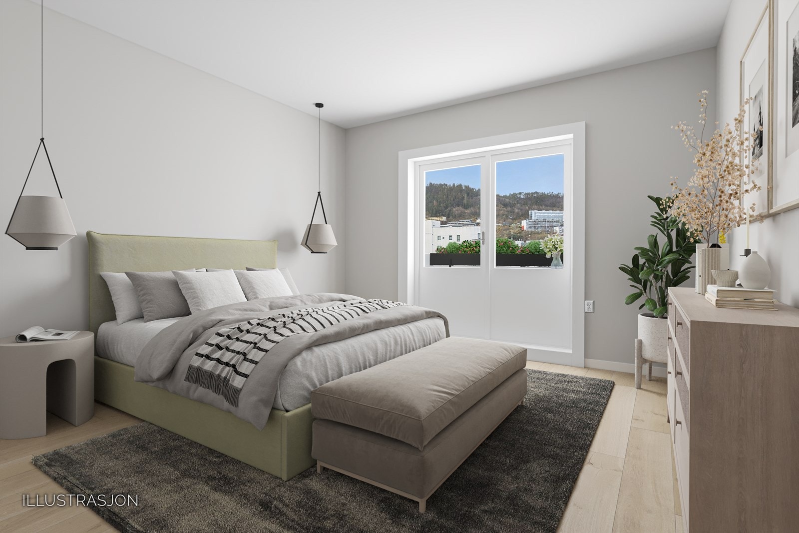 Hovedsoverom ( Digitalt innredet) Galleribilde