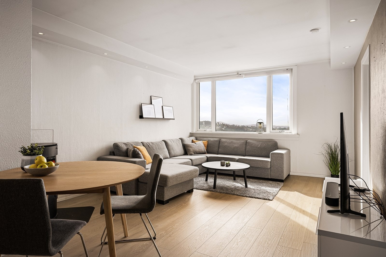 Plass til sofagruppe og spisebord. Galleribilde