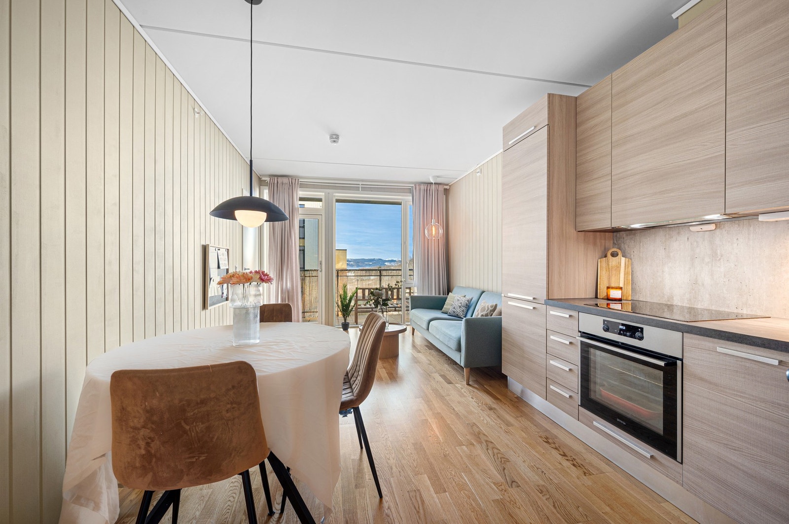 Leiligheten er malt i delikate og moderne farger. Galleribilde