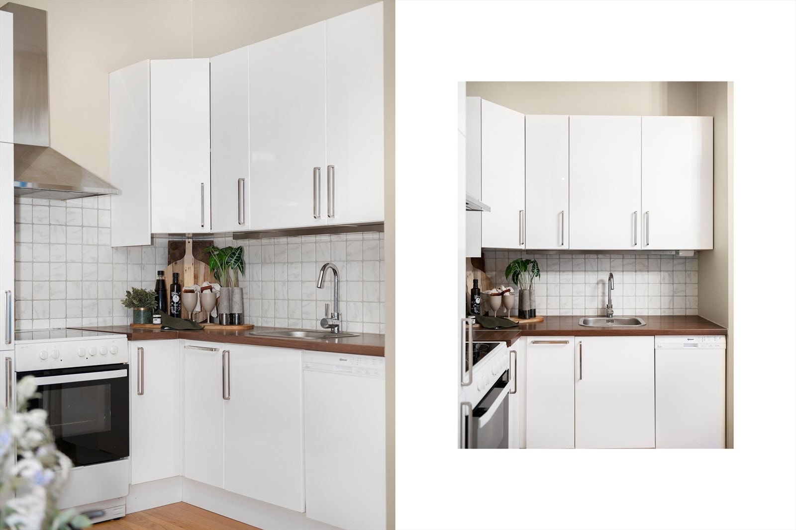 Lyst og ryddig kjøkkenmiljø med god plassutnyttelse og et tidløst uttrykk. Galleribilde