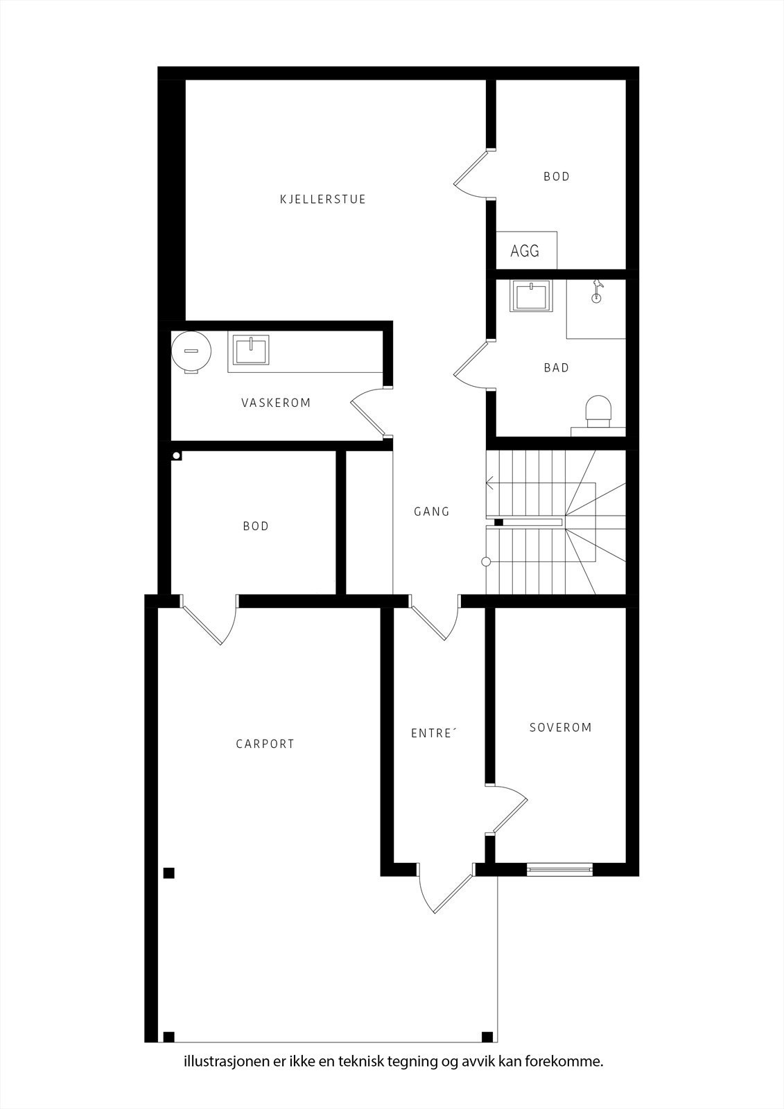 Sokkelen har både mediarom for å ungdommen og soverom, samt bad og eget vaskerom. Da har du alt på 1 plan, om ungdommen vil ha egen etasje. Galleribilde