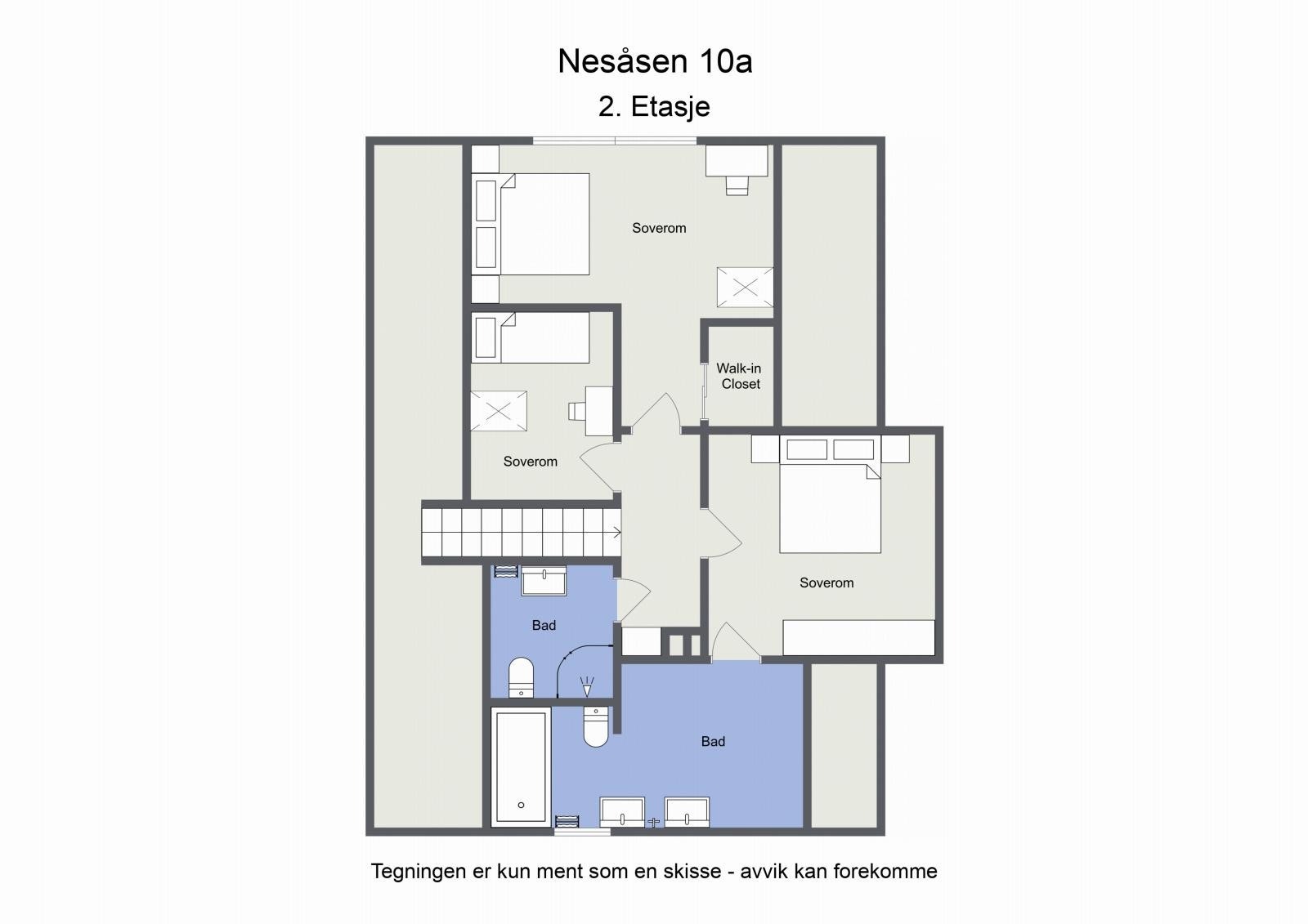 Omtrentlig planskisse, 2. etasje Galleribilde