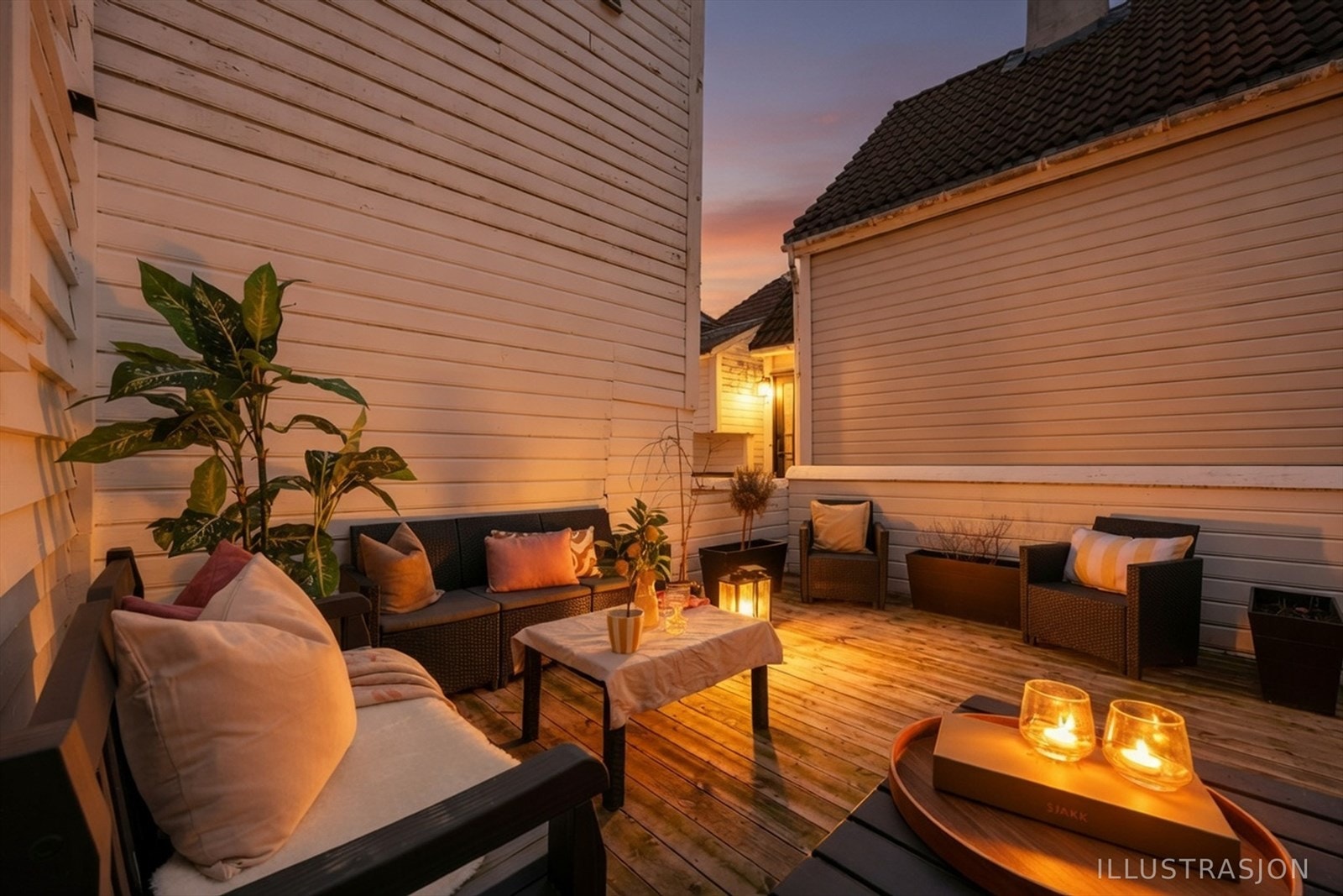 Kjekt, felles uteområde i bakhagen med god plass til både lounge og spisegruppe. Galleribilde