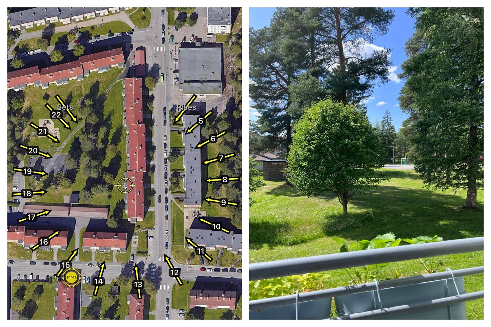 Solkart som viser solgangen i juni/juli. Galleribilde