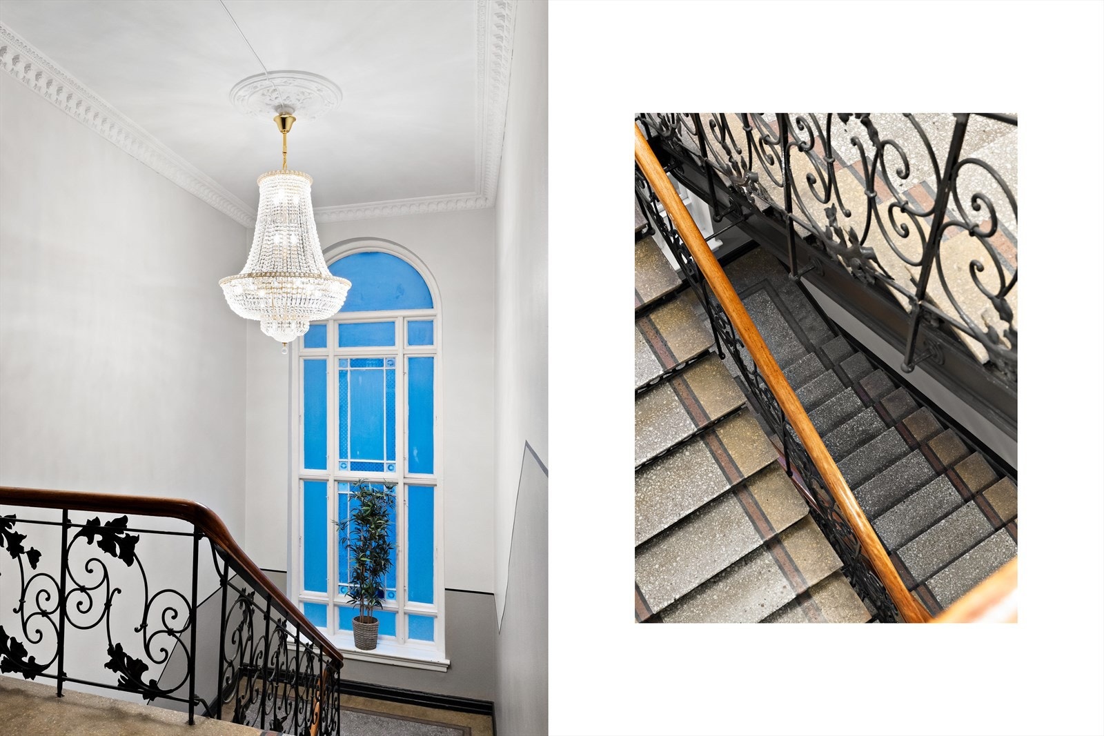 Pent og klassisk trappeløp til leiligheten. Galleribilde