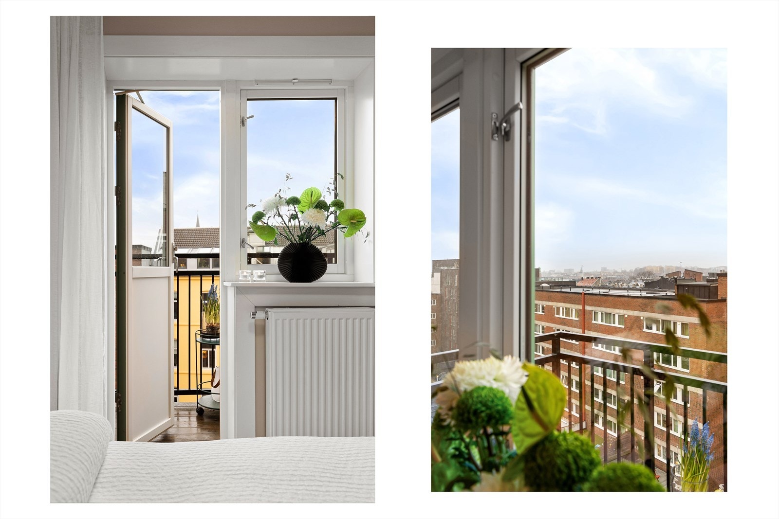 Fra balkongen er det utsikt over hele byen og sameiets grøntområde. Galleribilde