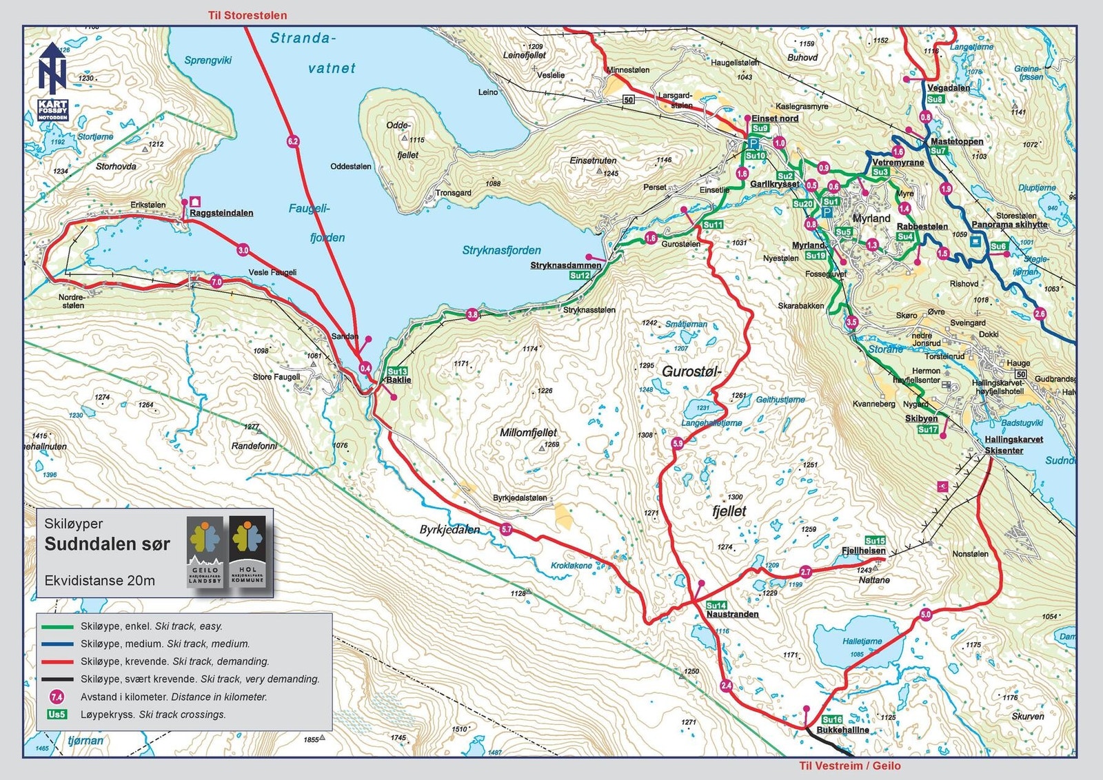 Oversikt over skiløyper i Sudndalen sør Galleribilde