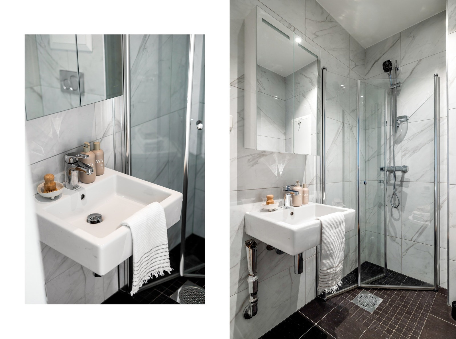 Badet har opplegg for vaskemaskin, samt avtrekk via balansert ventilasjon Galleribilde