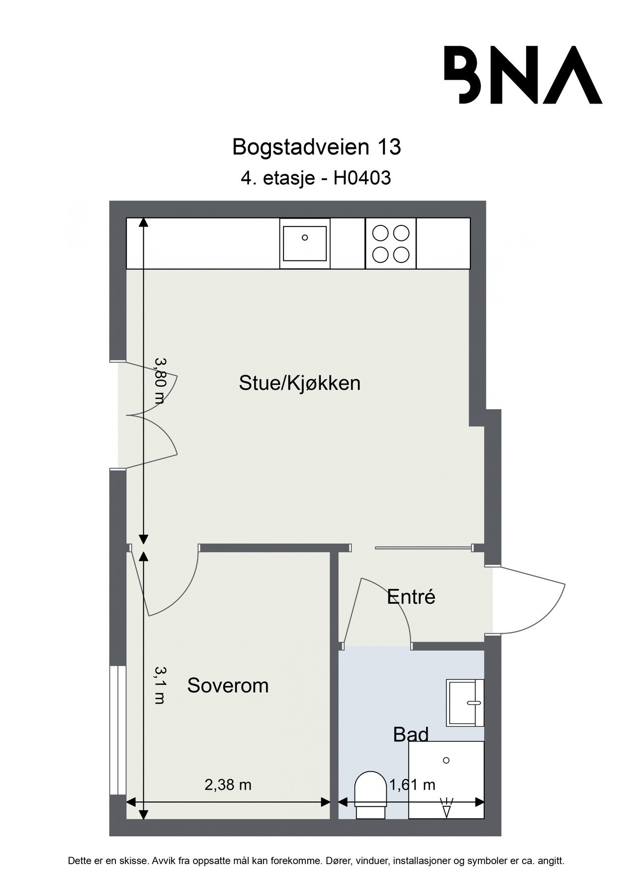 Plantegning - Leiligheten disponerer også en kjellerbod på ca. 3 kvm Galleribilde