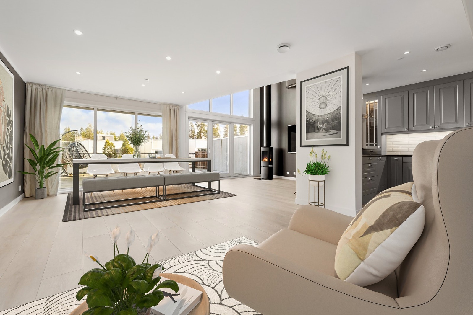 (Bilde generert av AI) Spiseplass i tilknytning til kjøkken - ideelt for hverdagsliv. Galleribilde