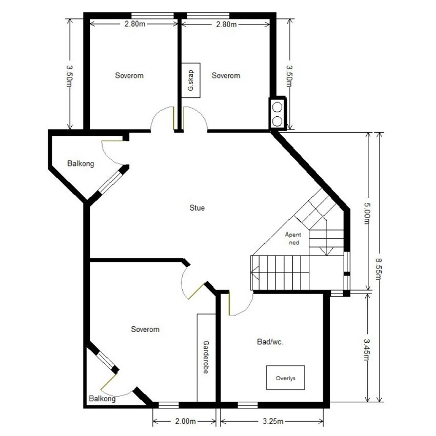 Planskisse over 2. etasje. Galleribilde