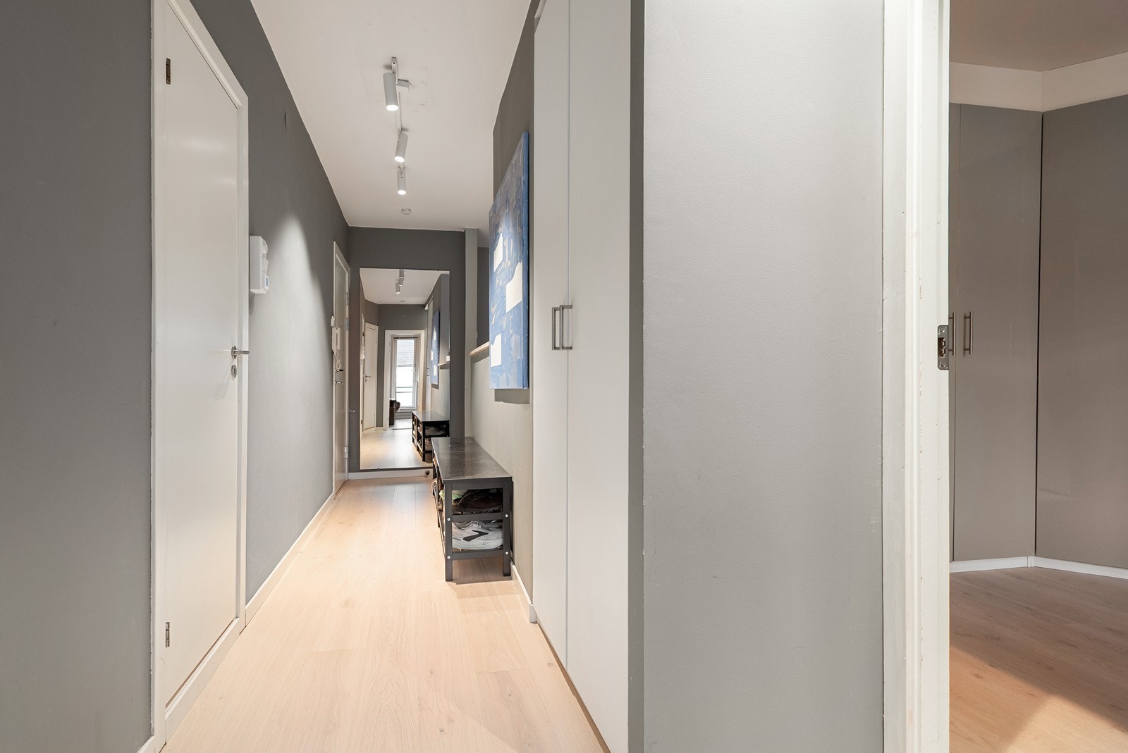 Innbydende og romslig entré som gir naturlig adkomst til boligens øvrige rom Galleribilde