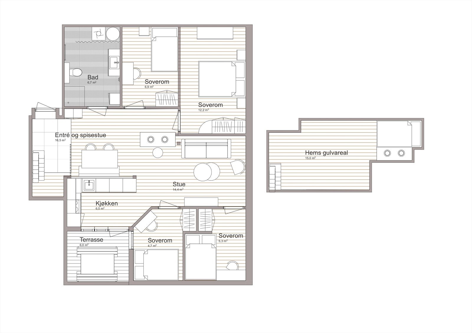 Møblert plantegning. Velkommen til visning! Galleribilde