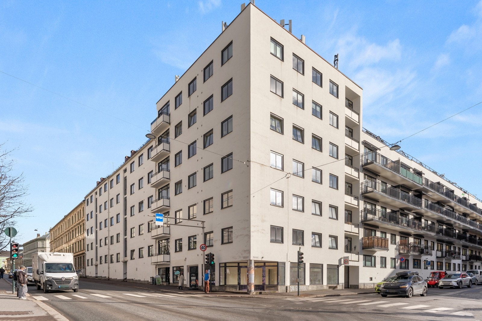 Fasade fra Sannergata. Leiligheten ligger i 2.etasje fra gateplan. Galleribilde