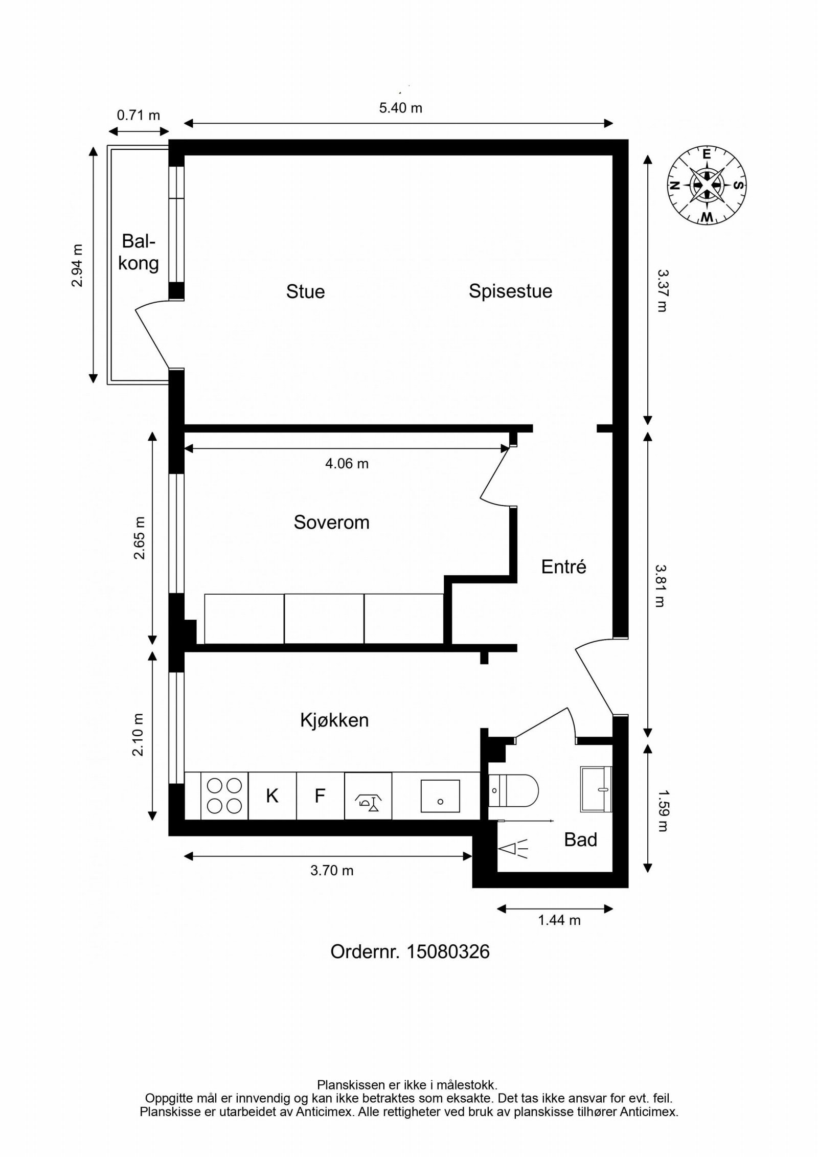 Plantegning med mål. Galleribilde
