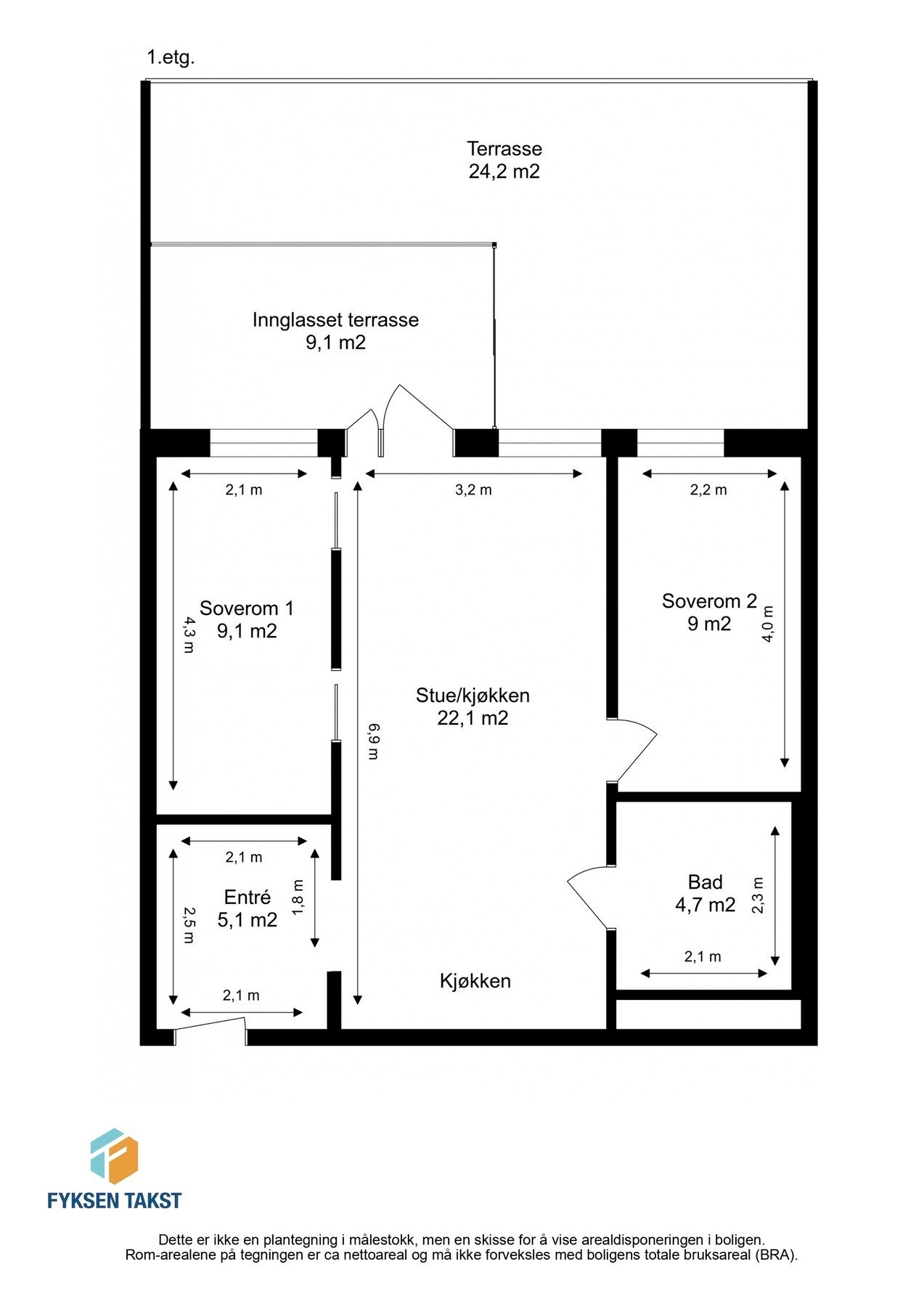 Målsatt planskisse. Galleribilde