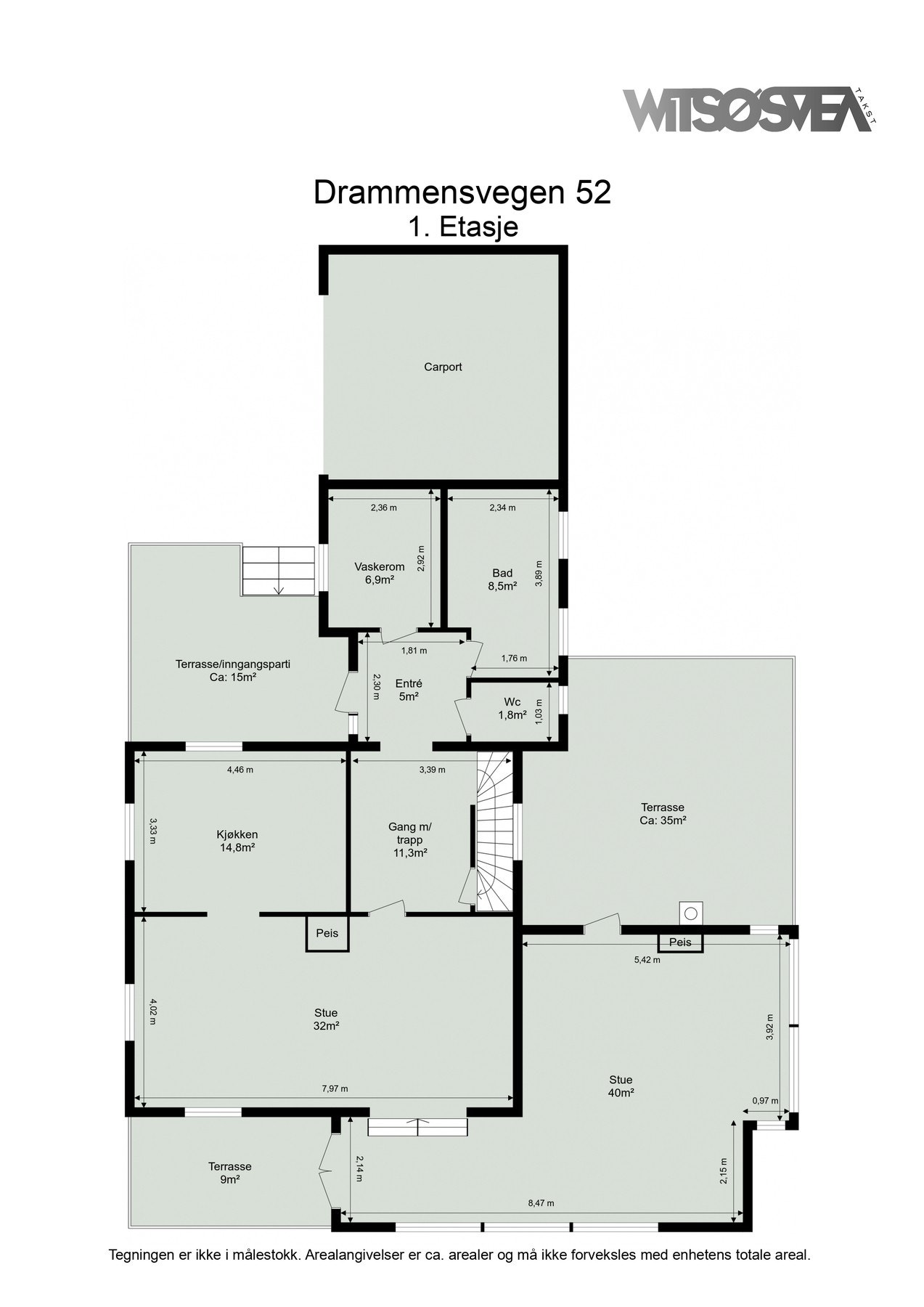 Plantegning av boligens 1. etasje. Galleribilde