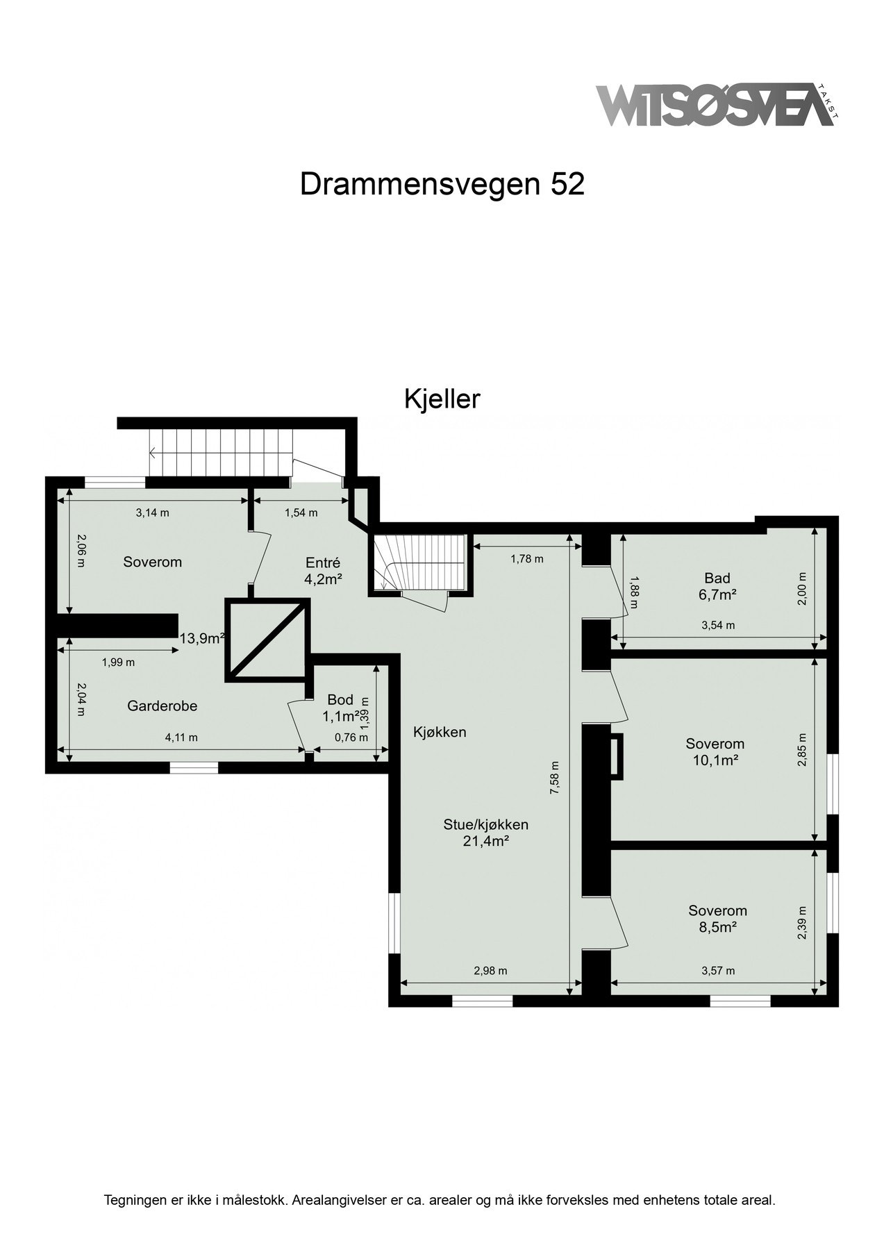 Plantegning av boligens kjeller. Galleribilde