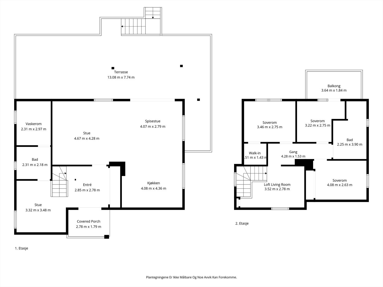 Planskisse begge etasjer. Galleribilde