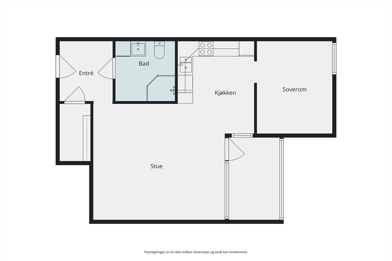God planløsning i leiligheten med innglasset balkong. Galleribilde