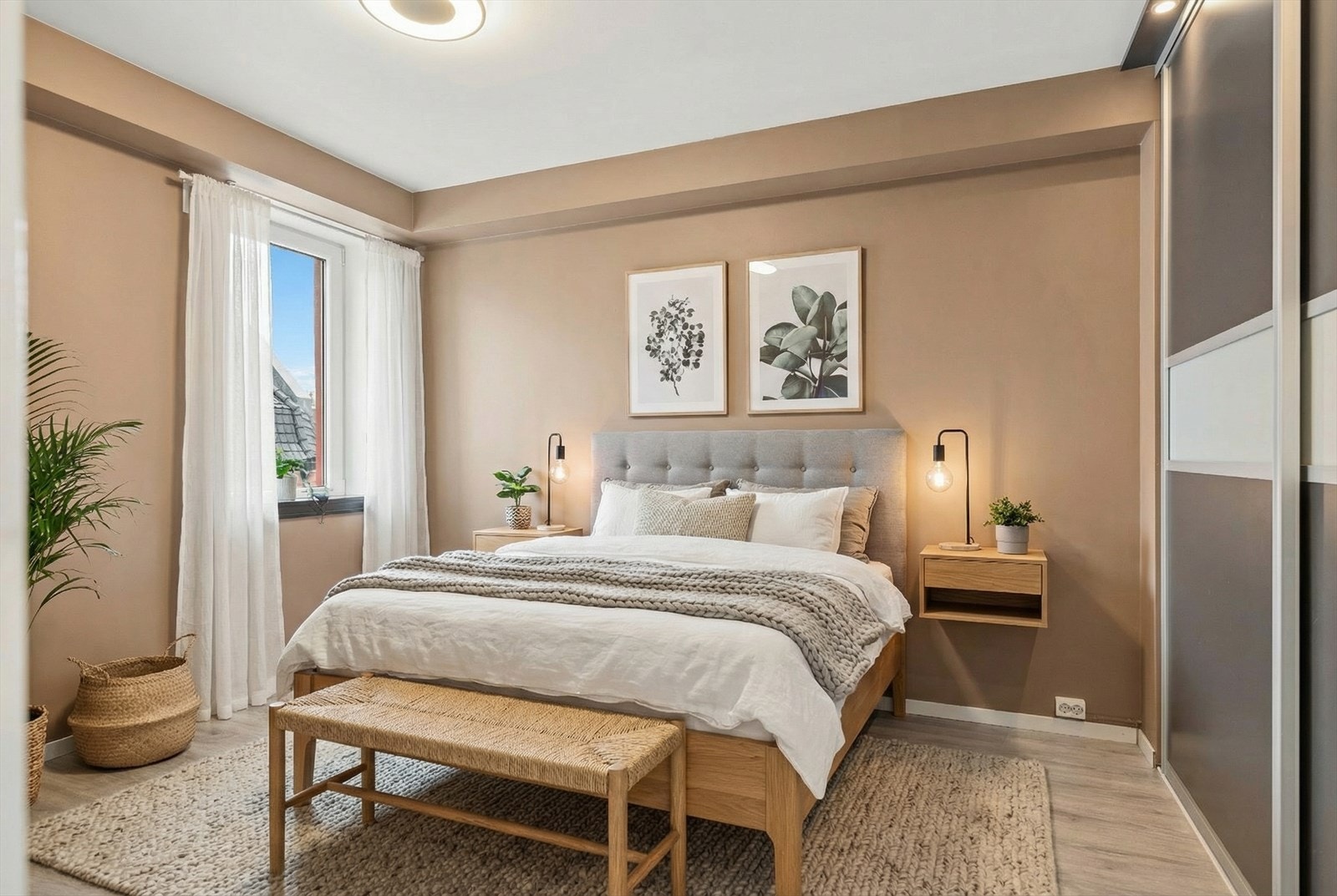 Romslig soverom med plass til stor dobbeltseng og garderobe. Galleribilde