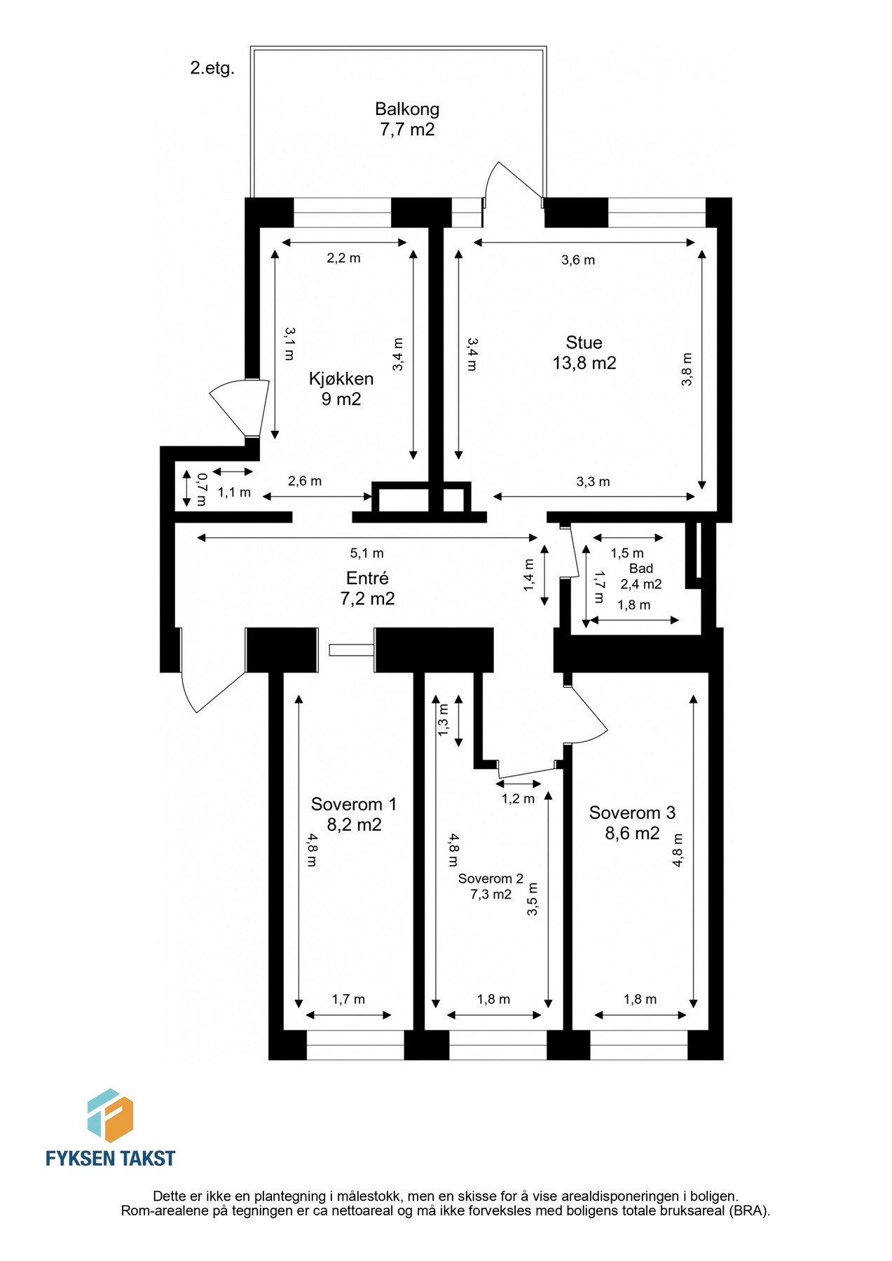 Målsatt planskisse. Galleribilde