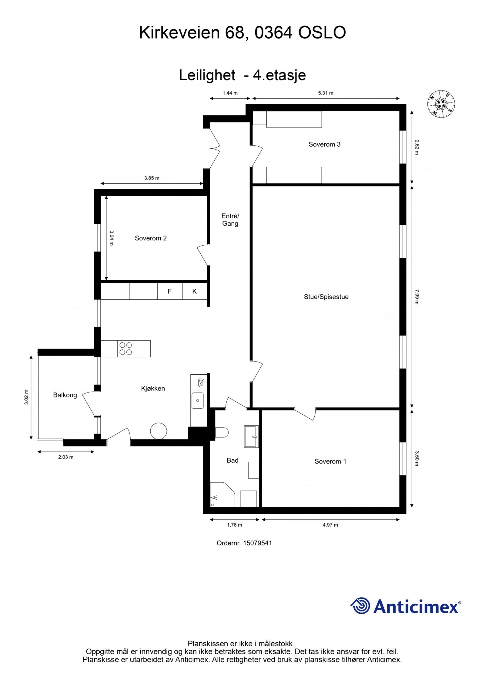 Plantegning med mål. Galleribilde