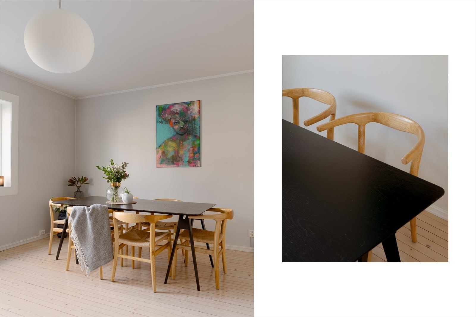 Den gjennomgående planløsnigen med store vinduer i begge ender gir rikelig med naturlig lys. Det er god takhøyde på ca. 2,53 meter som gir en luftig romfølelse. Galleribilde