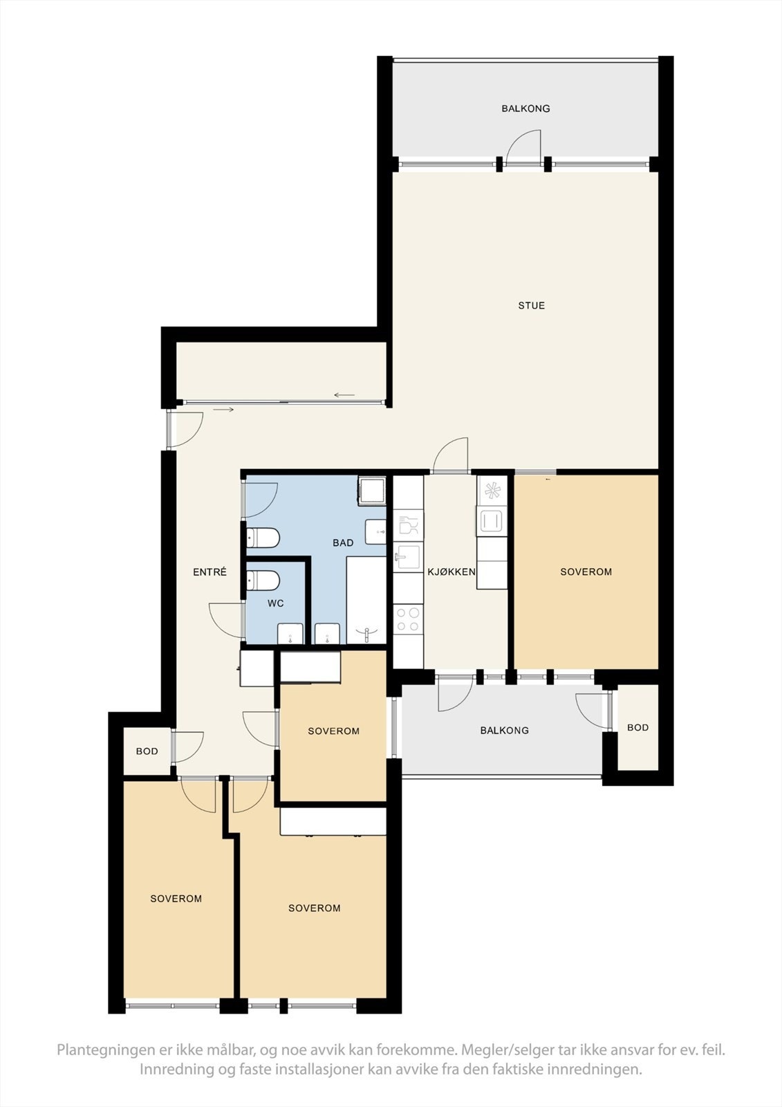 Leiligheten er i byggets 2. etasje og har følgende planløsning. Galleribilde