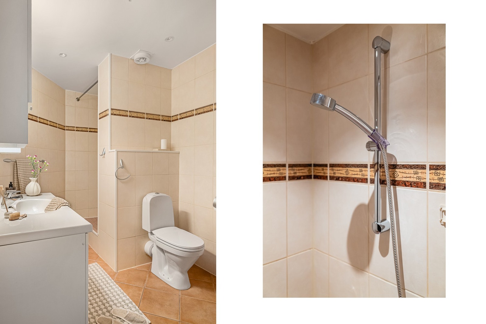 Badet er romslig med egen dusjnisje og god plass til å manøvrere seg rundt. Galleribilde