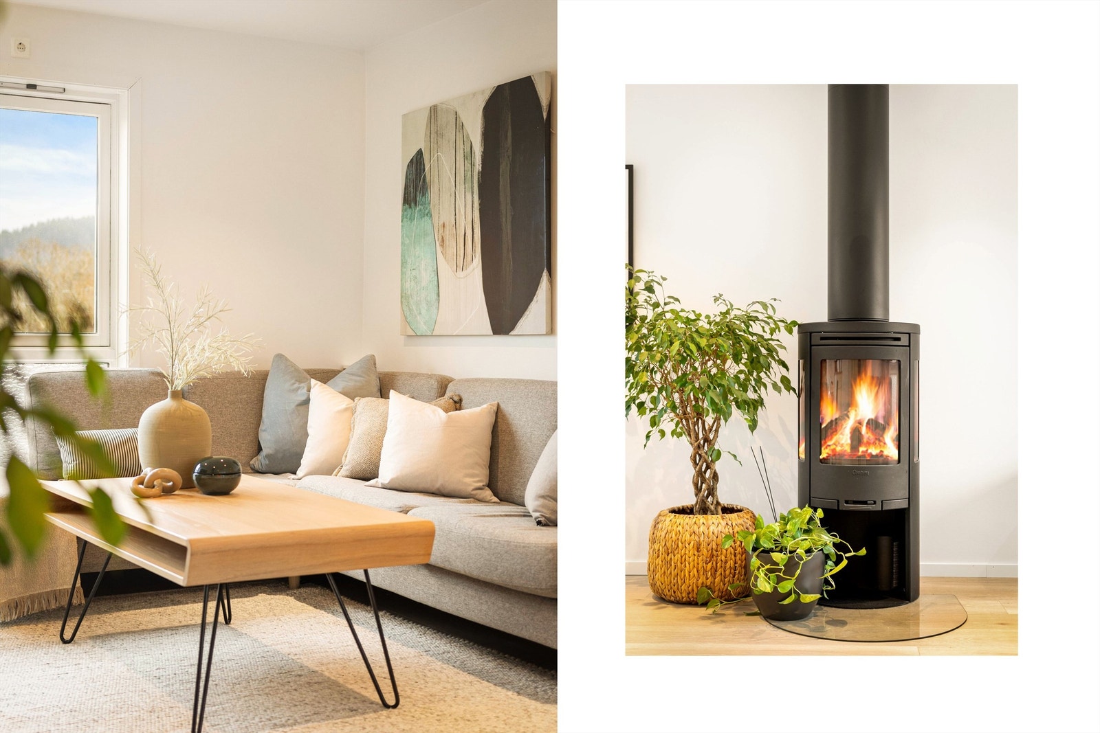 Det er peis for hygge og varme på kalde dager. Galleribilde