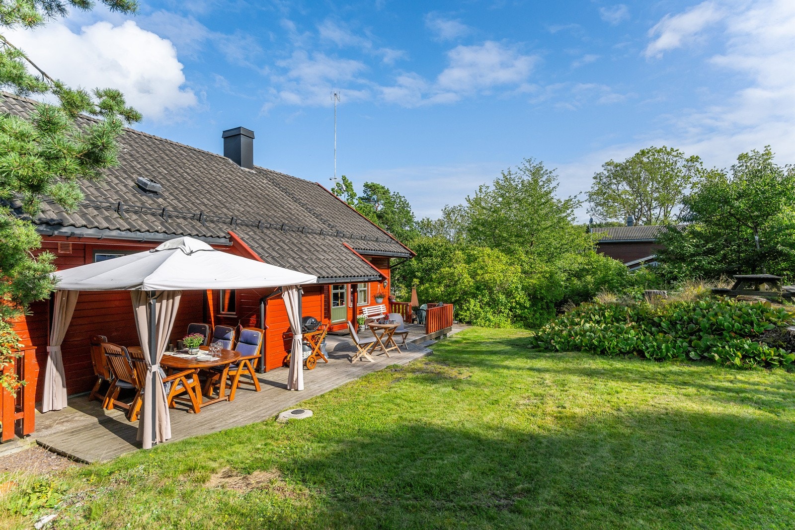 Eiendommen er velegnet for hund, katt, kaniner og høner mv. og for bærbusker og frukttrær. Galleribilde