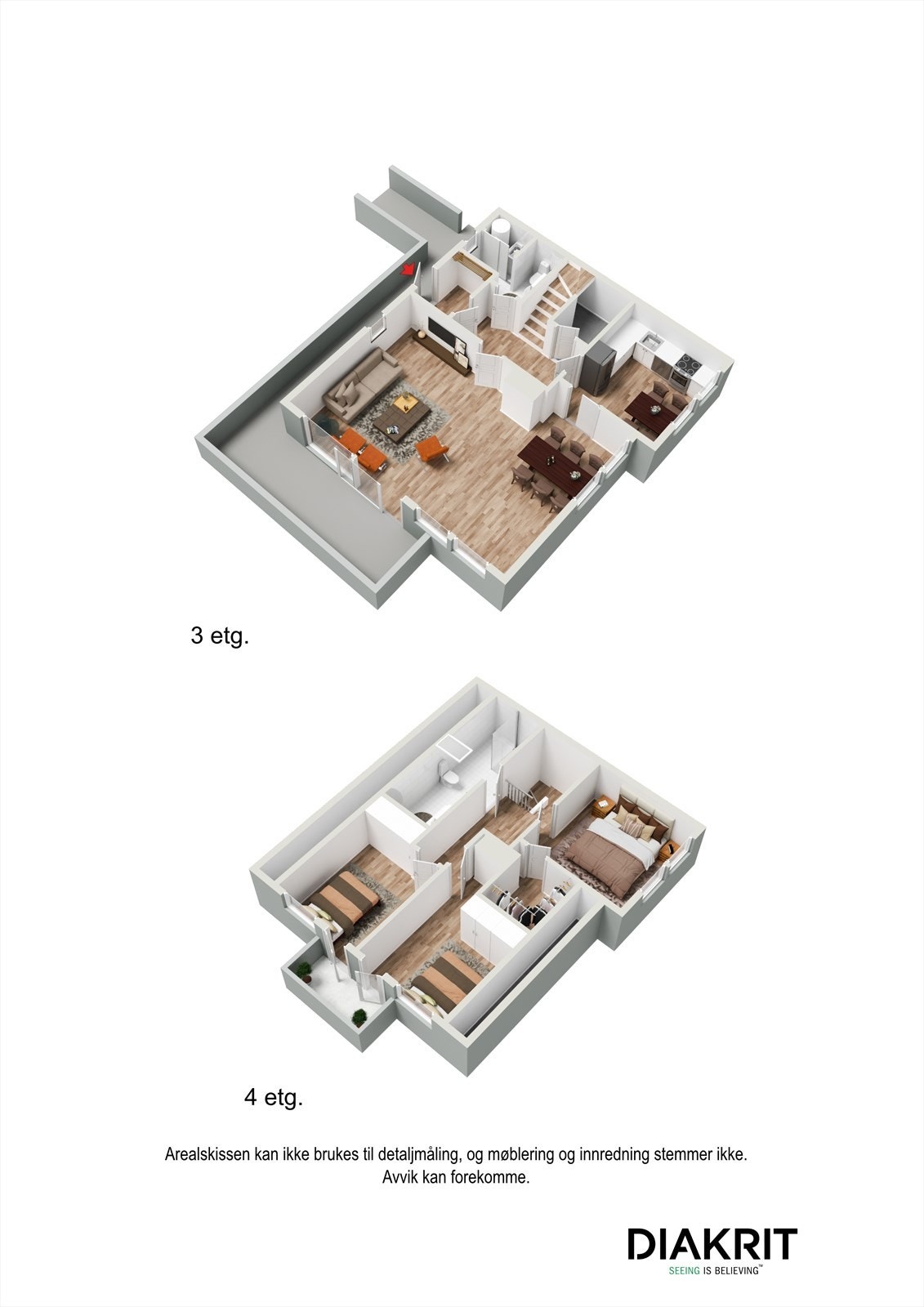 3D planskisse av leiligheten. Galleribilde