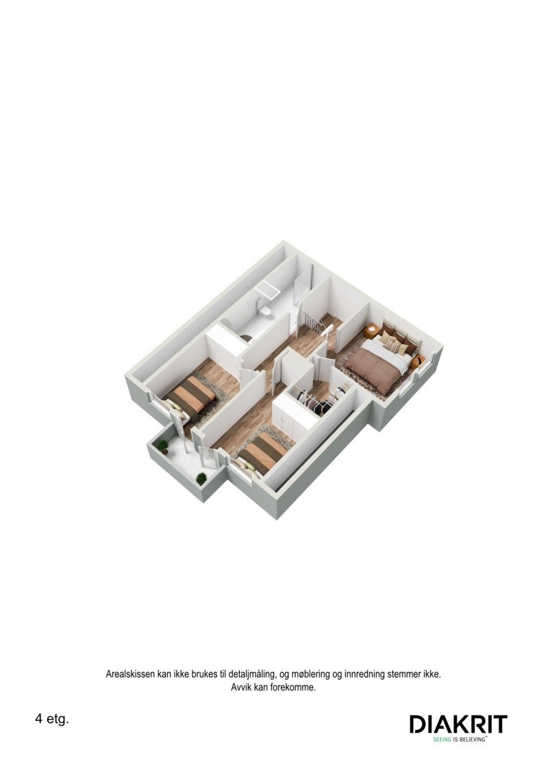 3D planskisse av overetasjen. Galleribilde