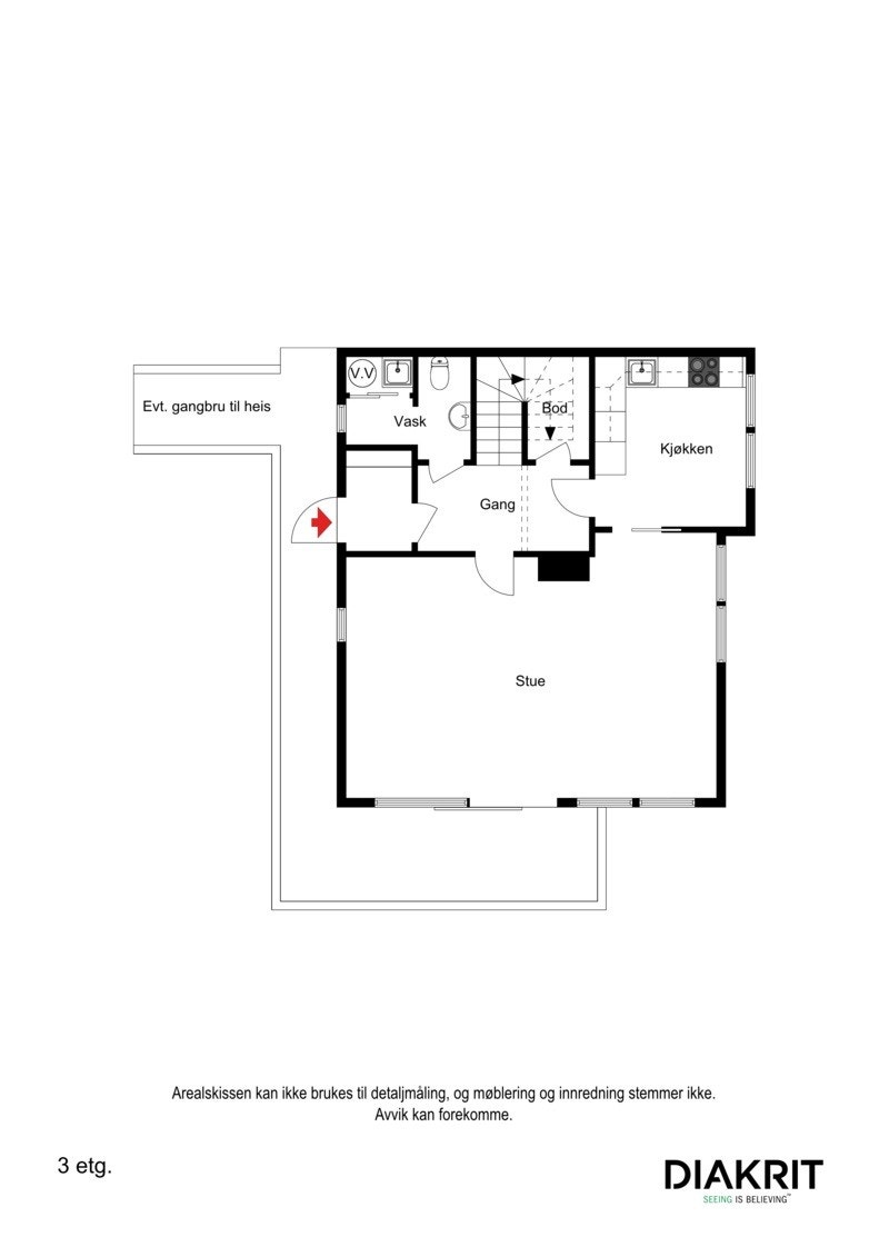 2D planskisse av hovedetasjen. Galleribilde