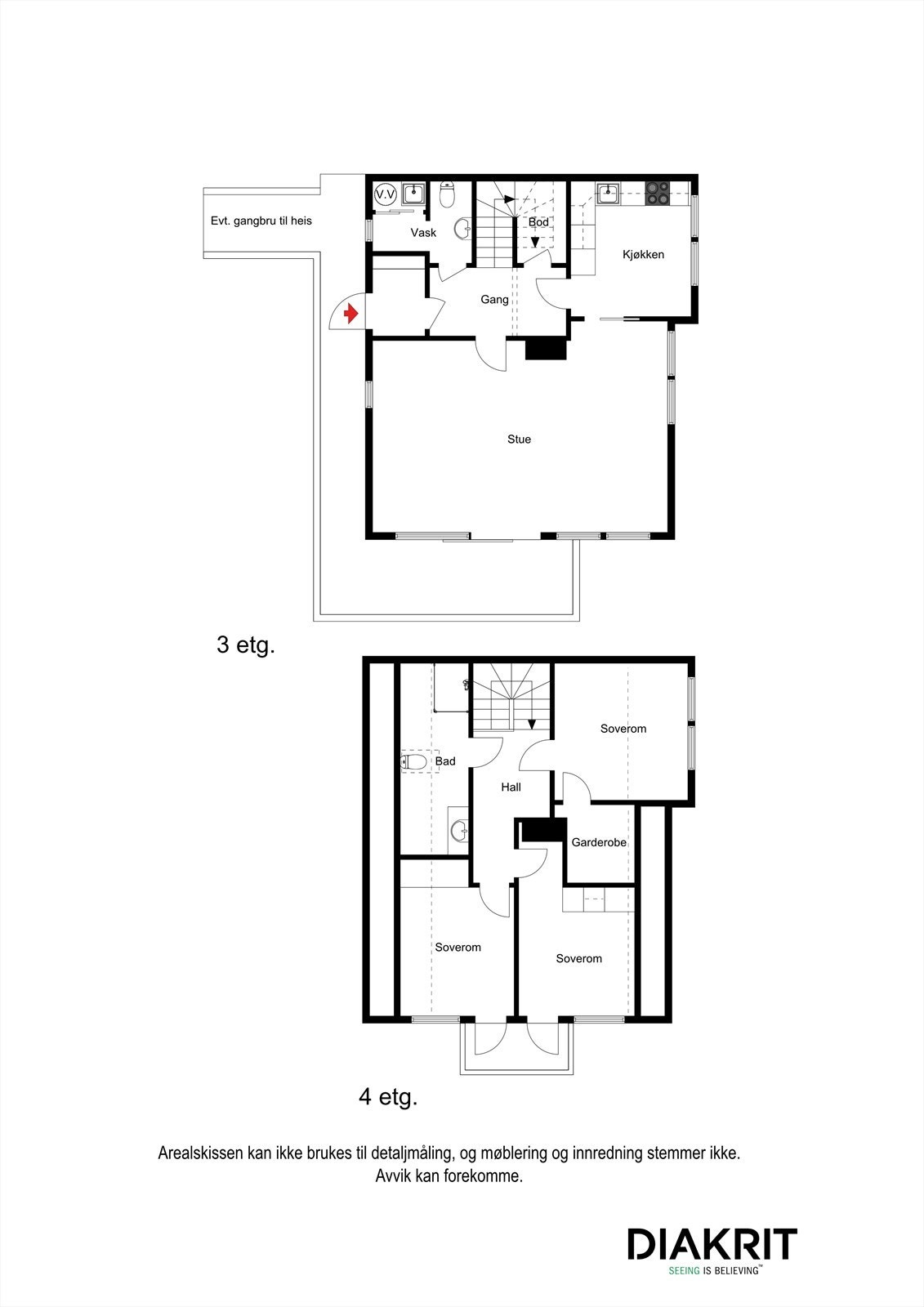 2D planskisse av leiligheten. Galleribilde