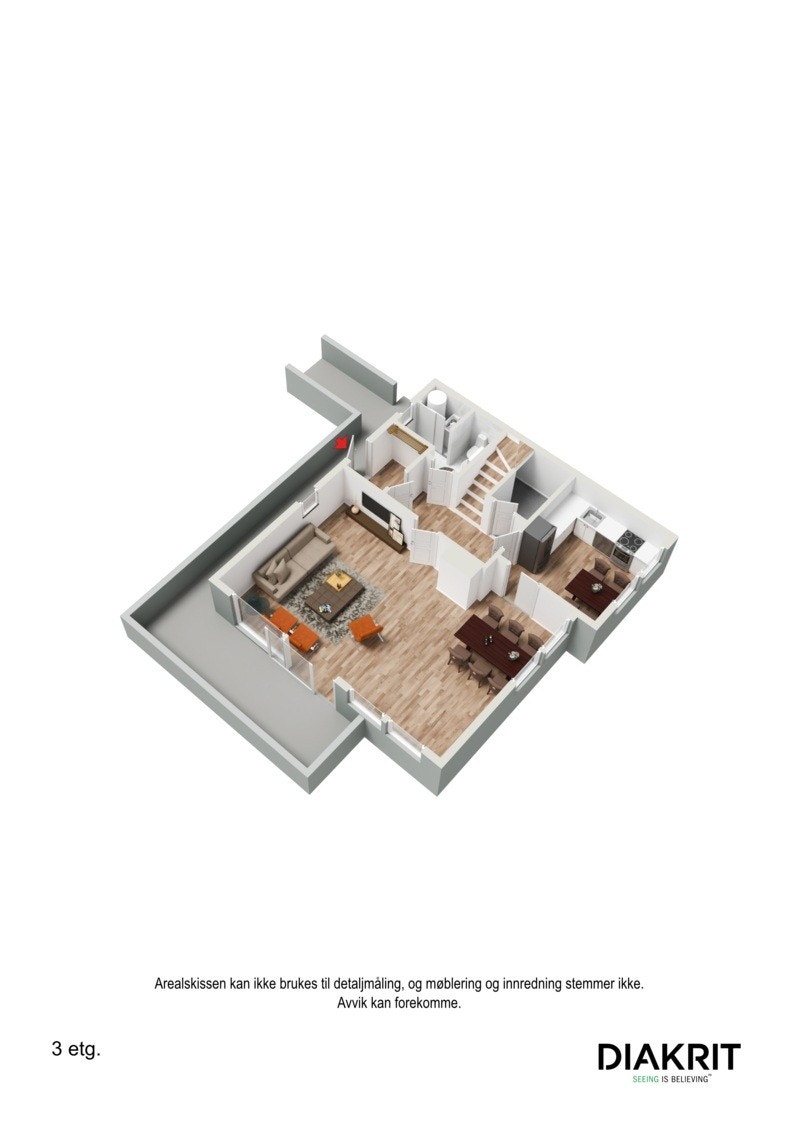 3D panskisse av hovedetasjen. Galleribilde