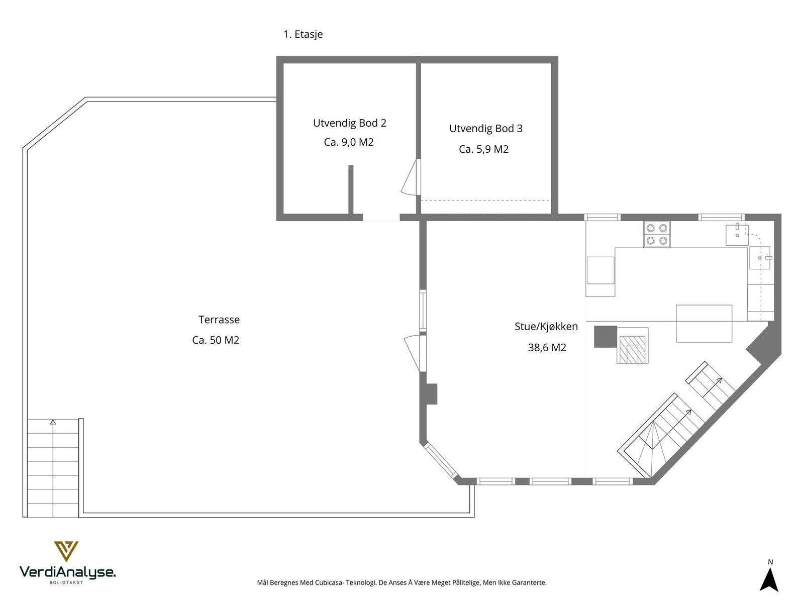 Planskisse med areal for 1. etasje. Galleribilde