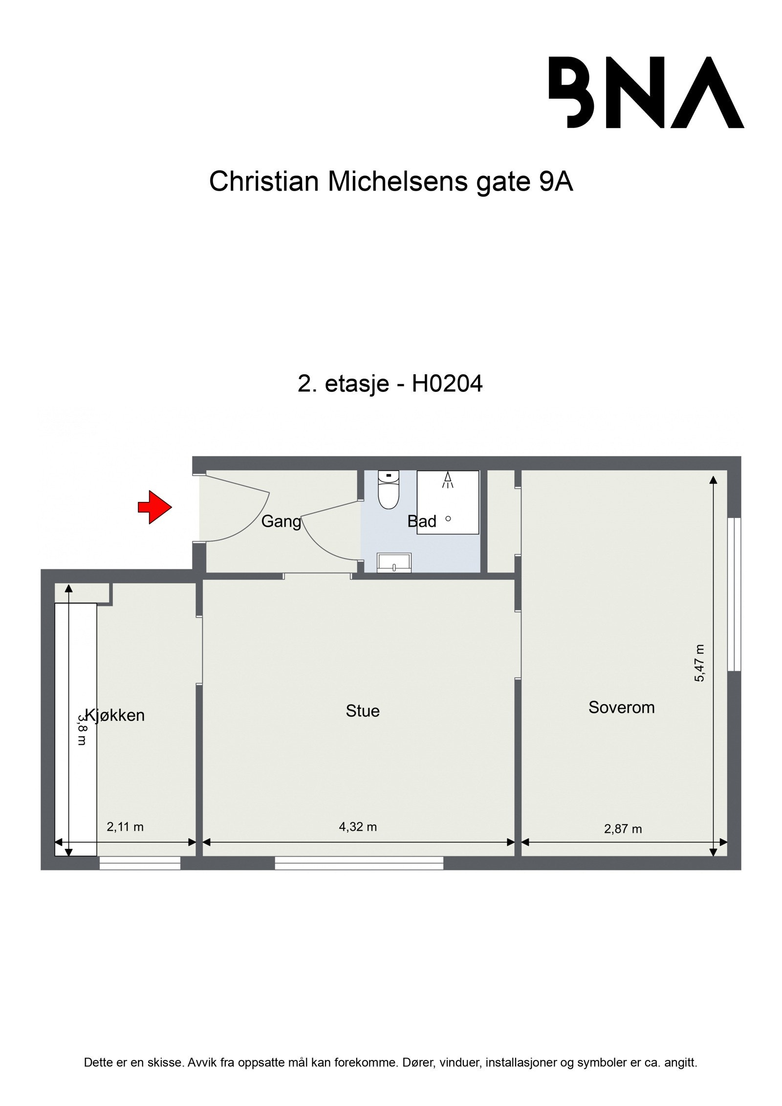 Plantegning - Leiligheten disponerer også en kjellerbod på ca. 5 kvm Galleribilde