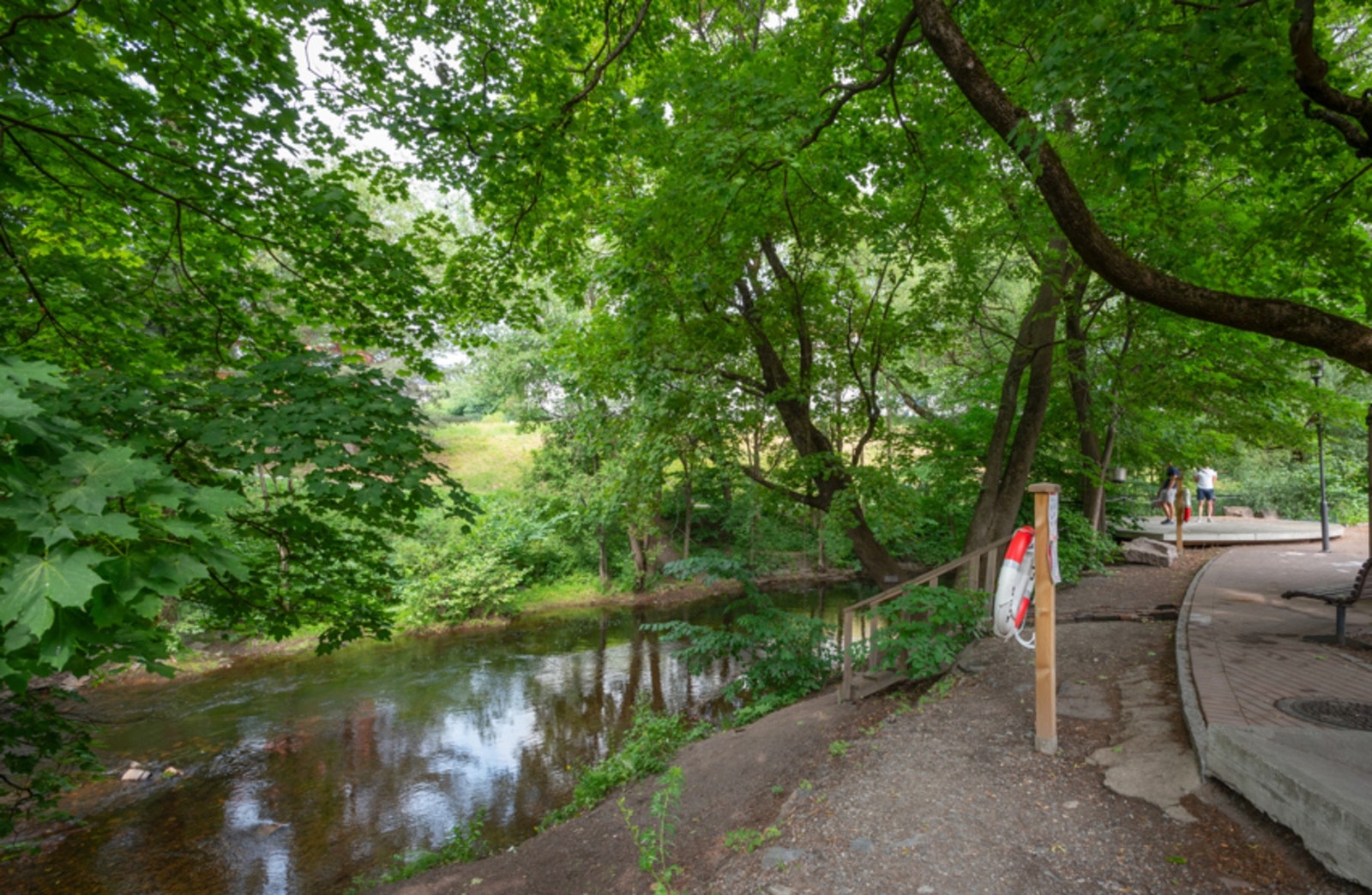 Det er flotte turområder like ved boligen - her fra Akerselva en herlig sommerdag. Galleribilde