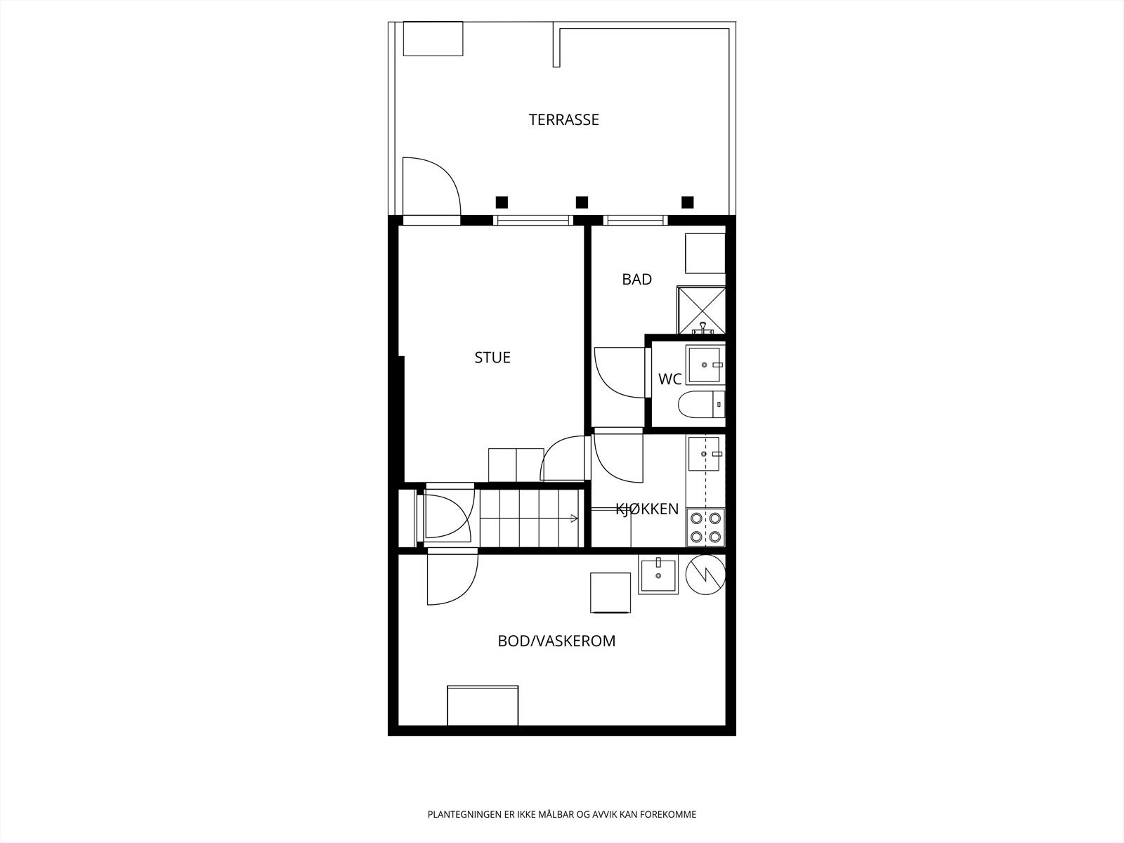Plantegning kjeller (NB rommene er ikke godkjent for varig opphold) Galleribilde
