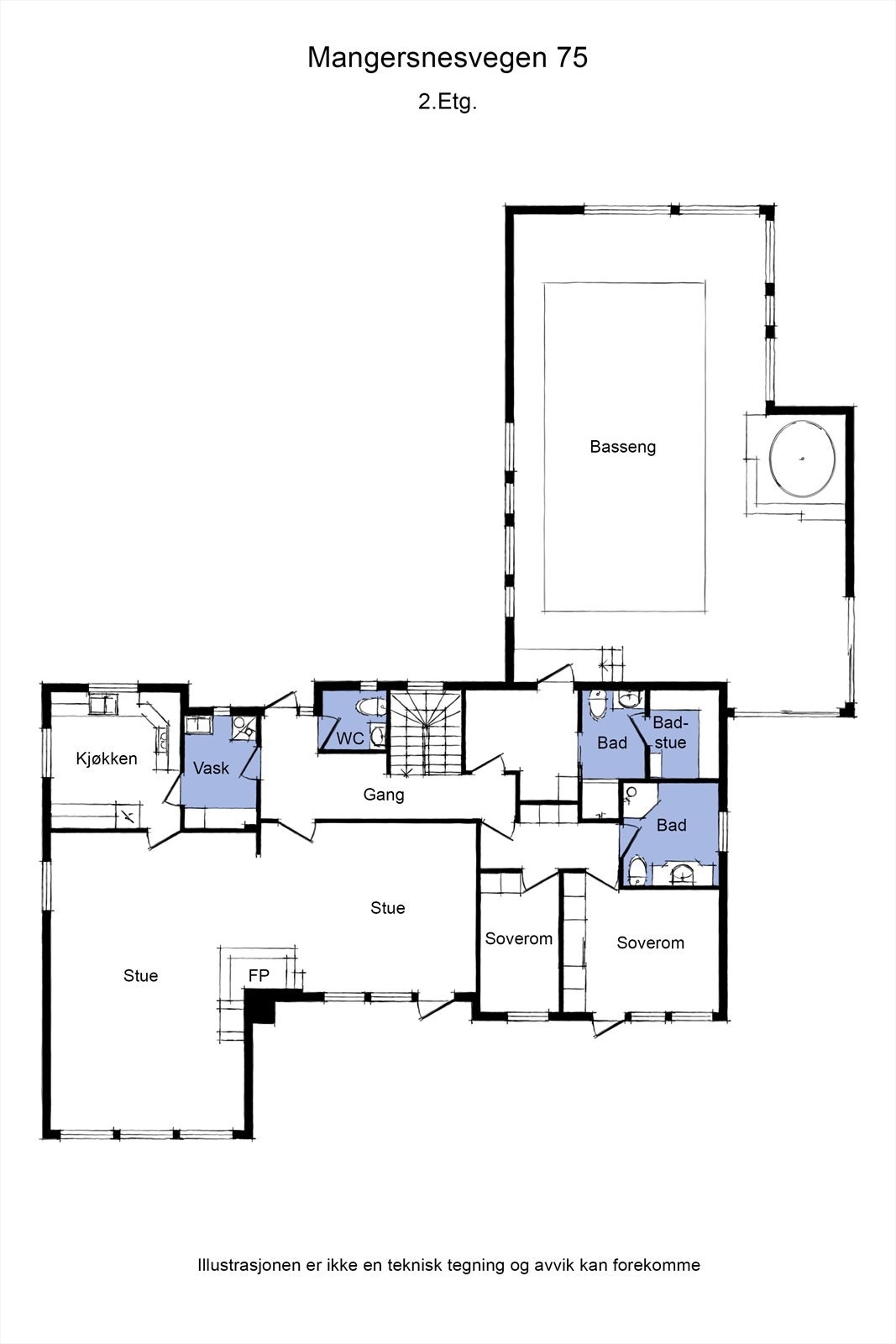 Plantegning av eiendommens hovedplan. Galleribilde