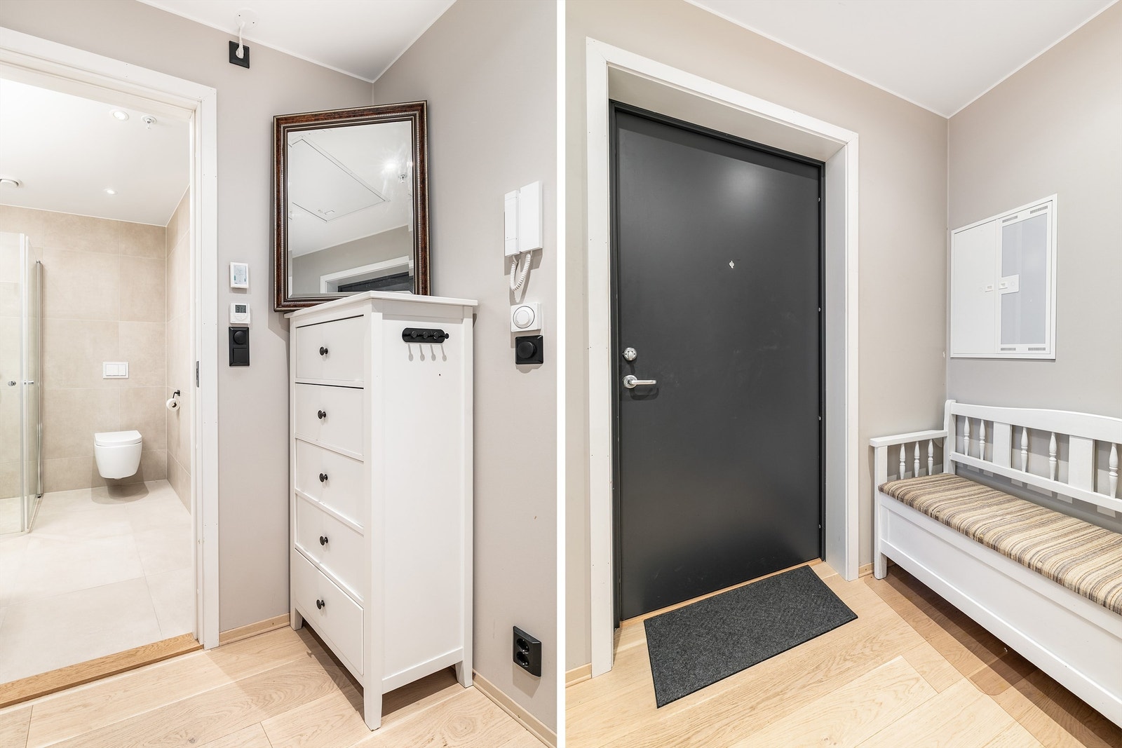 I entreen er det mulighet for garderobeskap eller en praktisk skyvedørsgarderobe. Galleribilde
