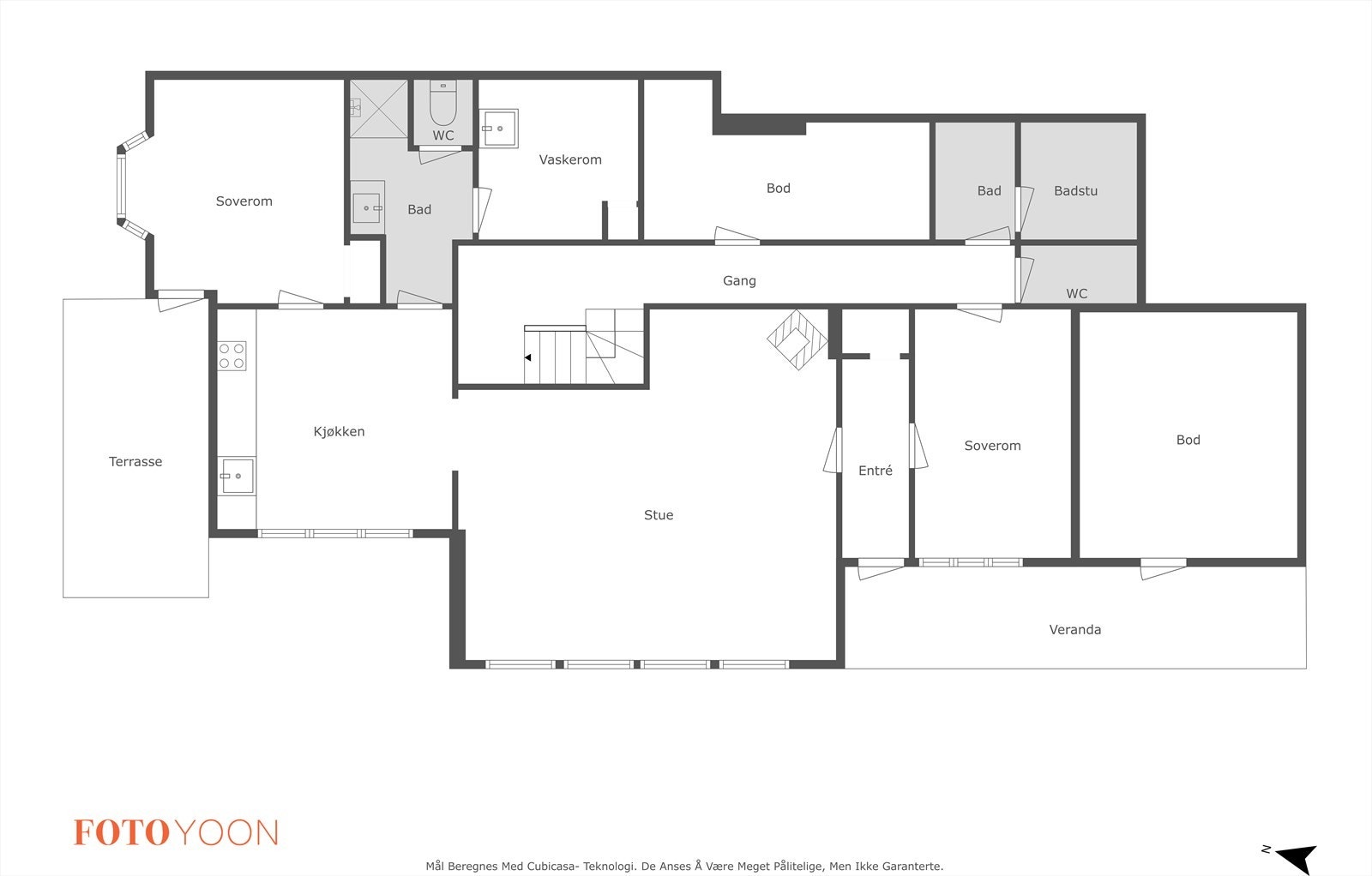 Planløsning - Kjelleretasje (Kjelleren er ikke omsøkt/godkjent innredet) Galleribilde