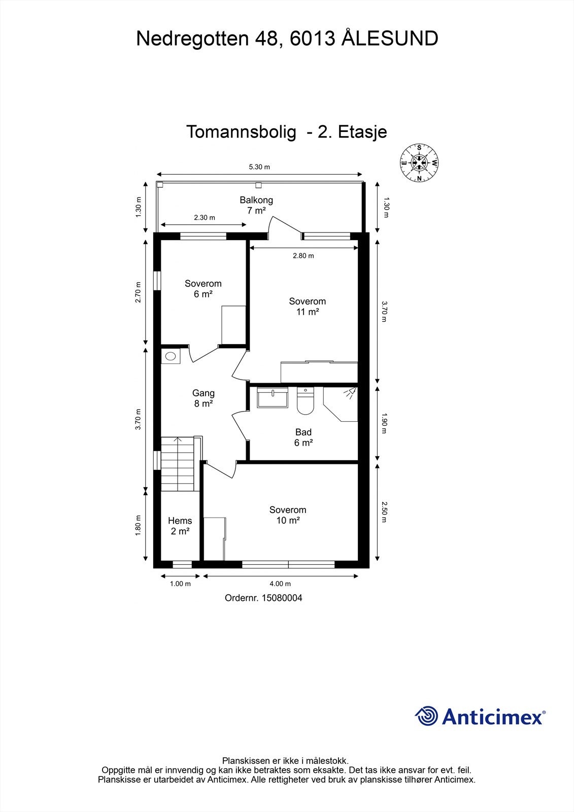 Målsatt plantegning 2. etasje. Galleribilde